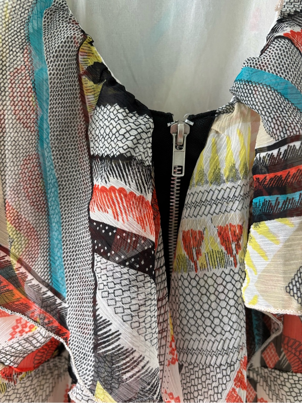 Dots Multicolor Geometric Ruffle Maxi Dress - Picture 5 of 9